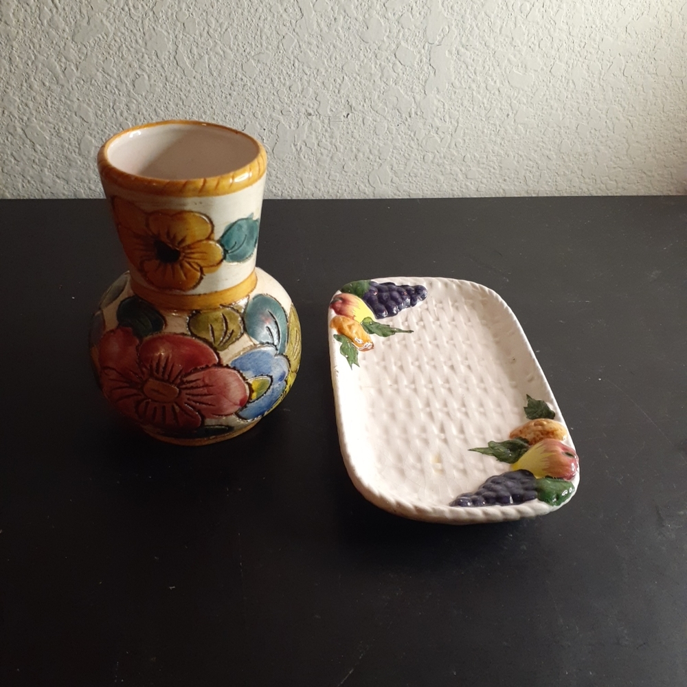 GORGEOUS NEW Deruta Made in Italy Pair of 5" Bud Vase & Trinket Holder.